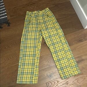 Plaid Yellow and Green Free People Pants